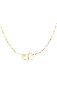 Goudkleurig Ketting met Twee Verstrengelde Harten - Een Elegante Samensmelting van Liefde en Stijl