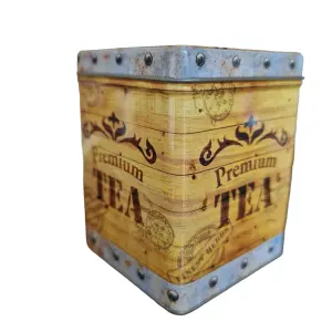 Premium Theeblik met Houtstructuur Ontwerp