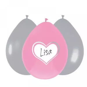 Ballonnen roze en grijze met hart 