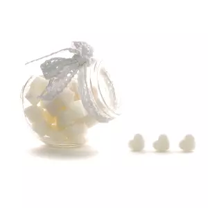 Suikerklontjes in Hartvorm - Wit in glazen potje