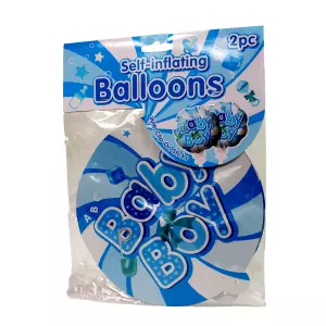 Zelf opblaasbare ballon blauw 2 stuks