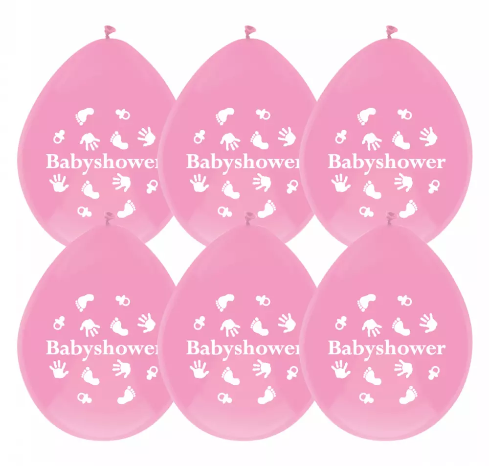 Babyshower - ballon roze 6 stuks