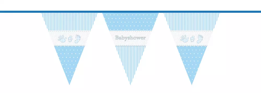 Babyshower - vlaggenlijn blauw 10 meter