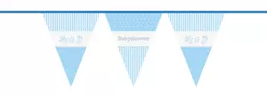 Babyshower - vlaggenlijn blauw 10 meter