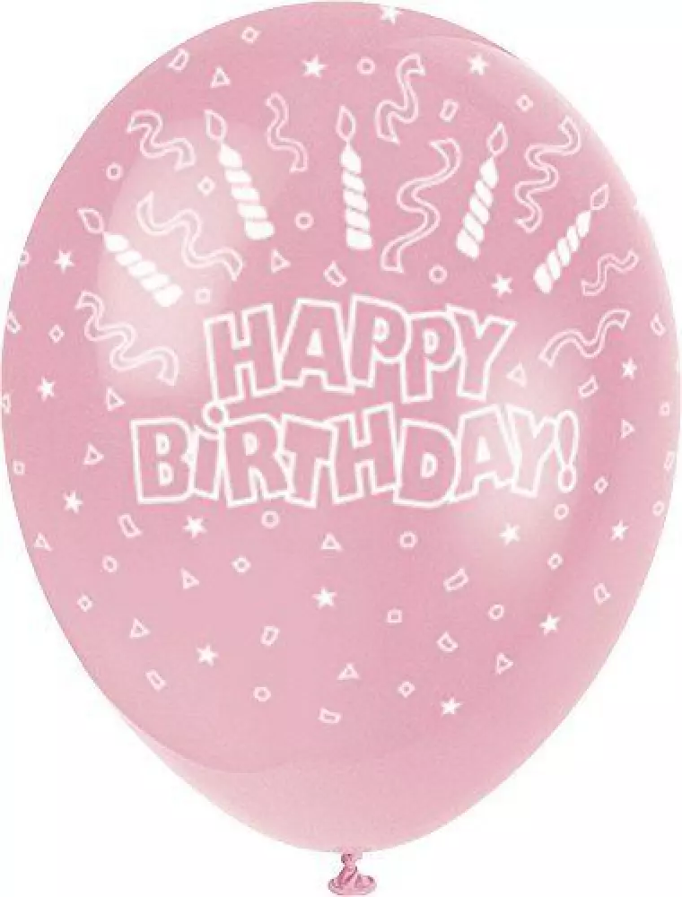 Happy birthday ballon roze 5 stuks