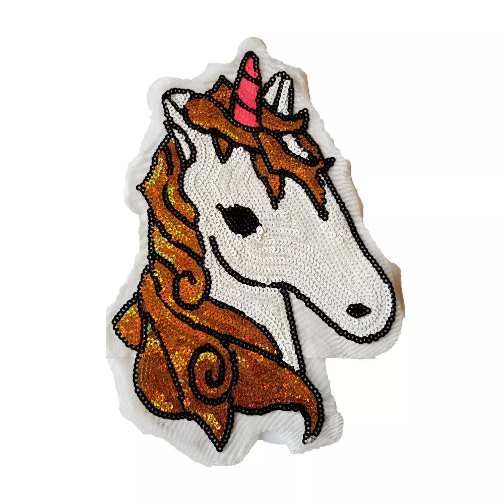 Schitterende Omkeerbare Unicorn Applicatie: Goud, Wit & Roze - Versterkt met Tule, 21 x 28 cm
