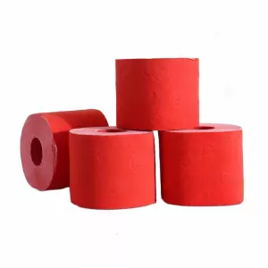 Gekleurde rol toiletpapier rood prijs is per stuk