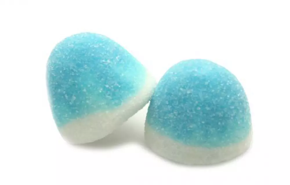  Blauw - wit jelly suiker snoepjes 100 gram