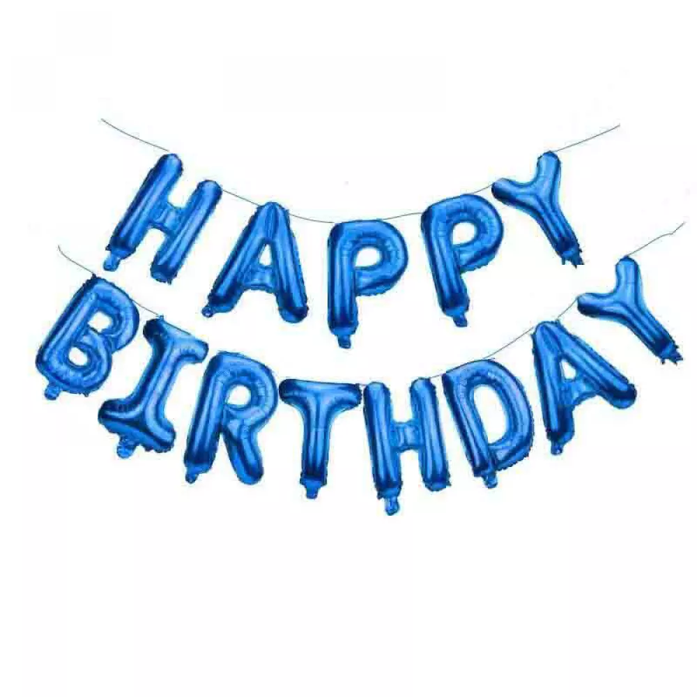 Folie ballon - Happy Birthday letters jongen 40 cm hoog