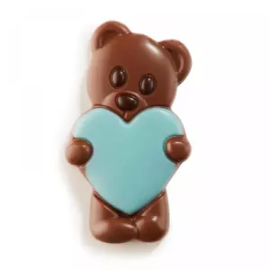 Chocolade teddybeer blauw hart (melk)