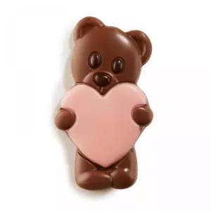 Chocolade teddybeer roze hart (melk)