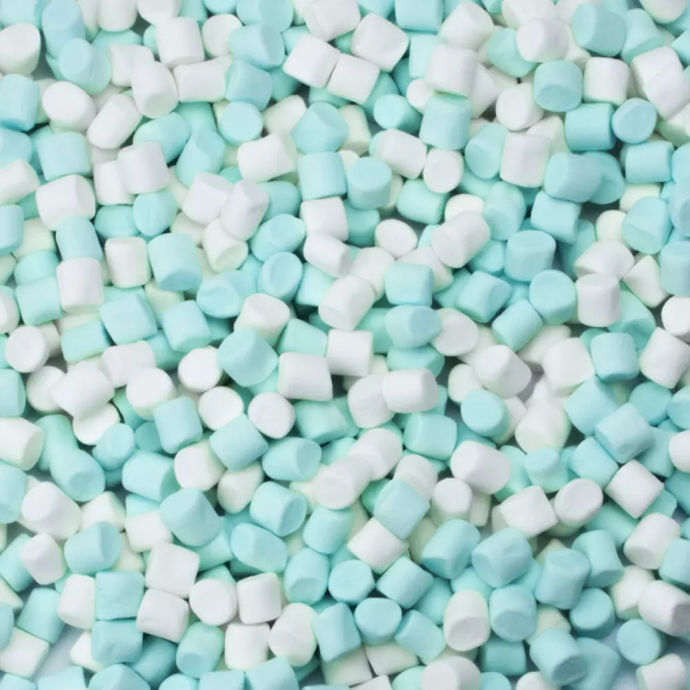 Mini marshmallow blauw/wit - prijs per 100gram