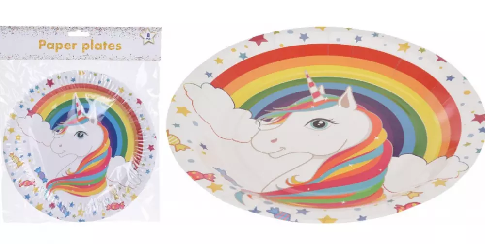  Unicorn regenboog bordjes 8-stuks