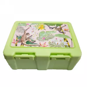 Lunchbox mintgroen jungle met slingeraapjes