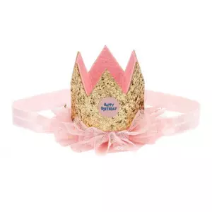 Souza Happy Birthday kroon met elastiek roze