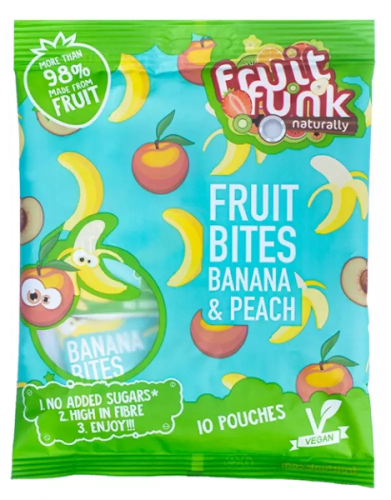 Fruitfunk Fruit Snoepjes: Verantwoorde Traktatie voor Kinderen Banaan/Perzik 10-stuks (HALAL)