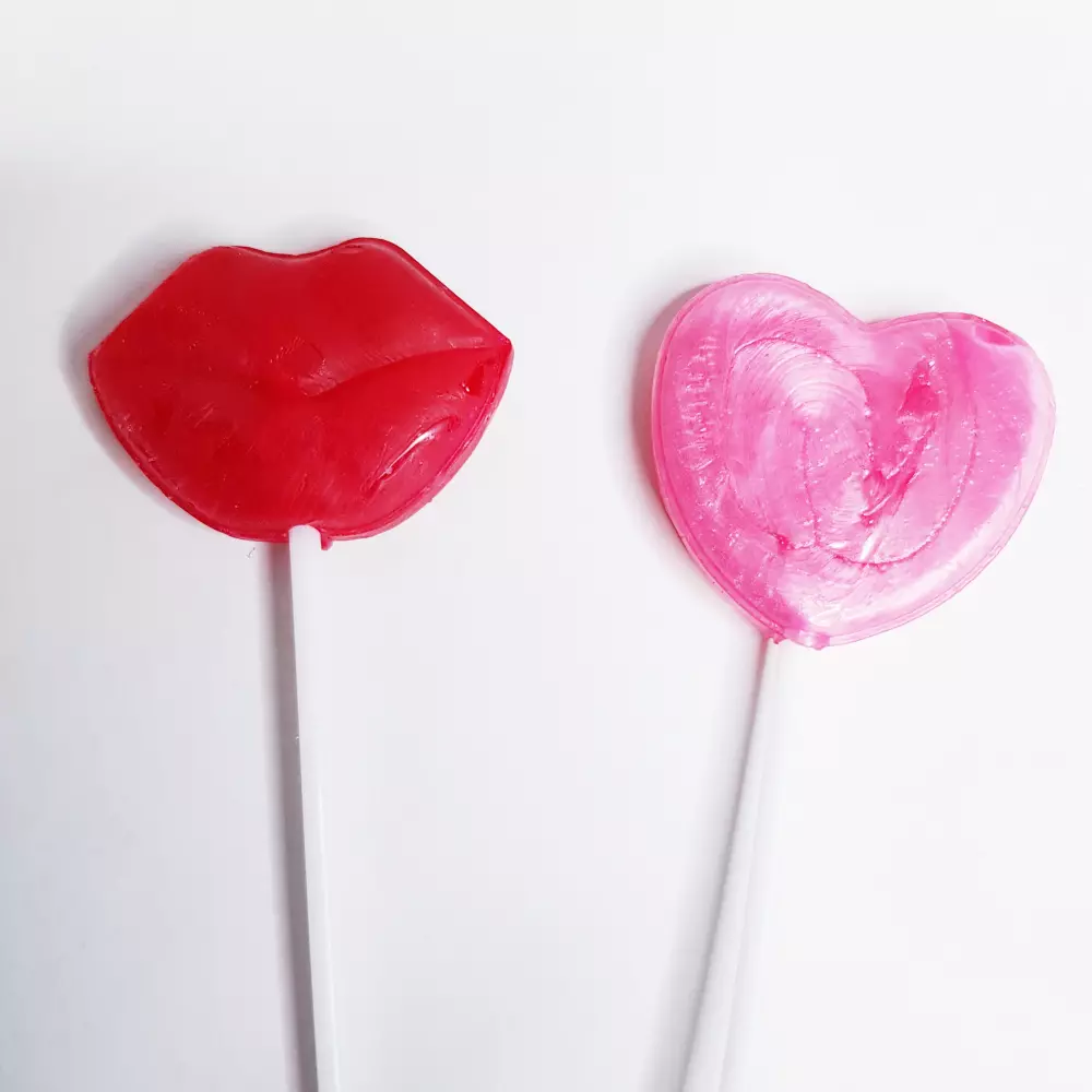 Snoep lolly - Sweet love assorti - kus en hartvorm