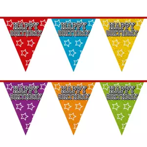 Vlaggenlijn Happy Birthday Holografisch