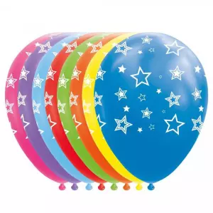 Ballonnen - Diverse kleuren ballonnen met witte sterren - 8 stuks, 30cm
