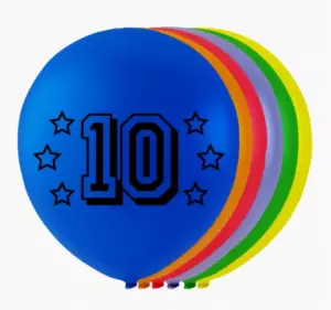 Ballonnen cijfer 10 - 8 stuks 26cm