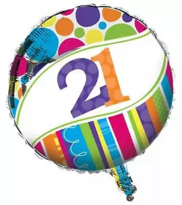 Folie ballon cijfer 21 rond - 45cm / 18 inch 
