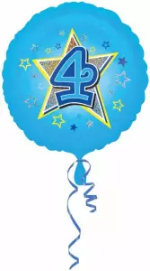 Folie ballon blauw cijfer 4 ster