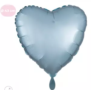 Folieballon - Pastel blauw hart (mat metallic) - 43 cm / 17 inch