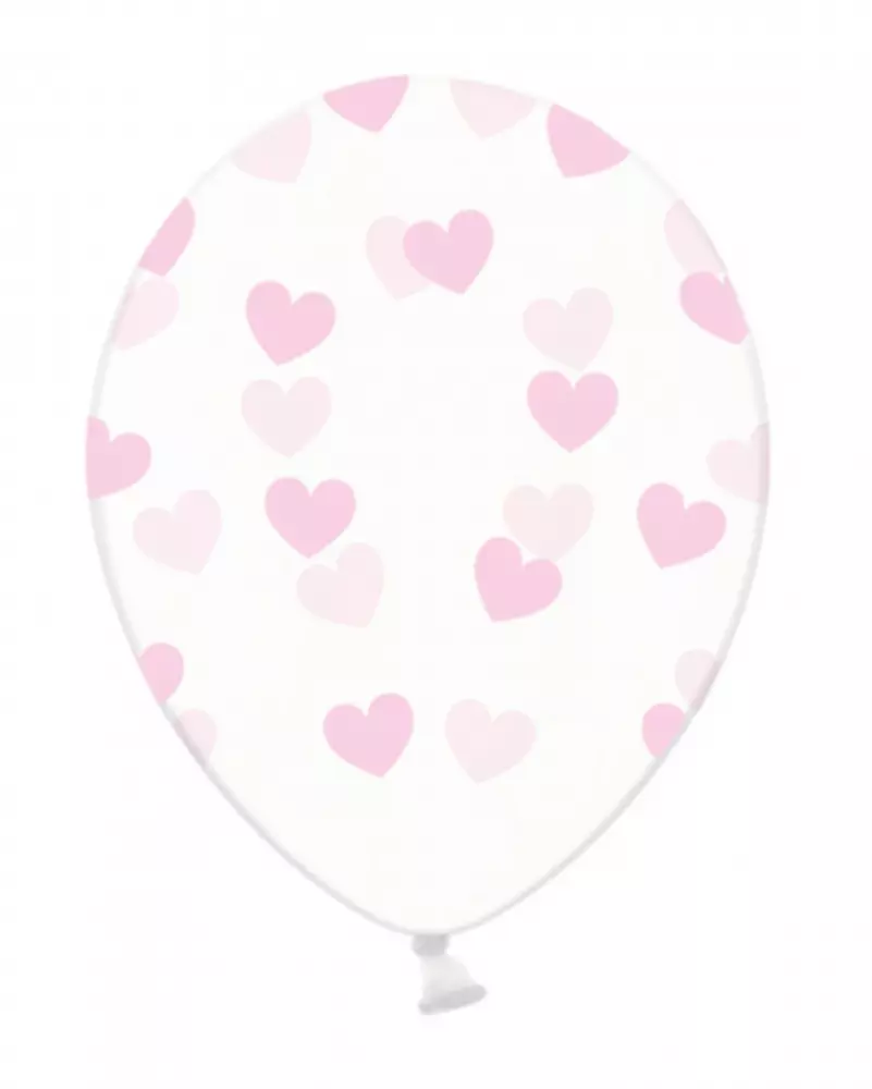 Ballon - Witte ballon met roze hartjes - 30 cm