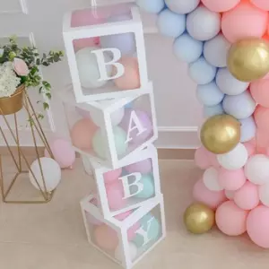Ballonnenbox 4-stuks met kartonnen letters BABY en LOVE