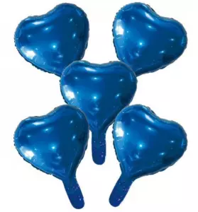 5-harten folie ballonen KOBALT BLAUW 23 cm met papieren rietje