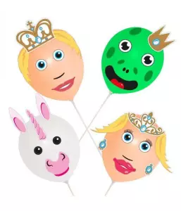 Versier je ballon set Prinses, Prins, Unicorn en Kikker 4-stuks