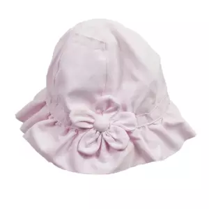 Baby hoedje roze met grote bloem. Maat 6-12 mnd