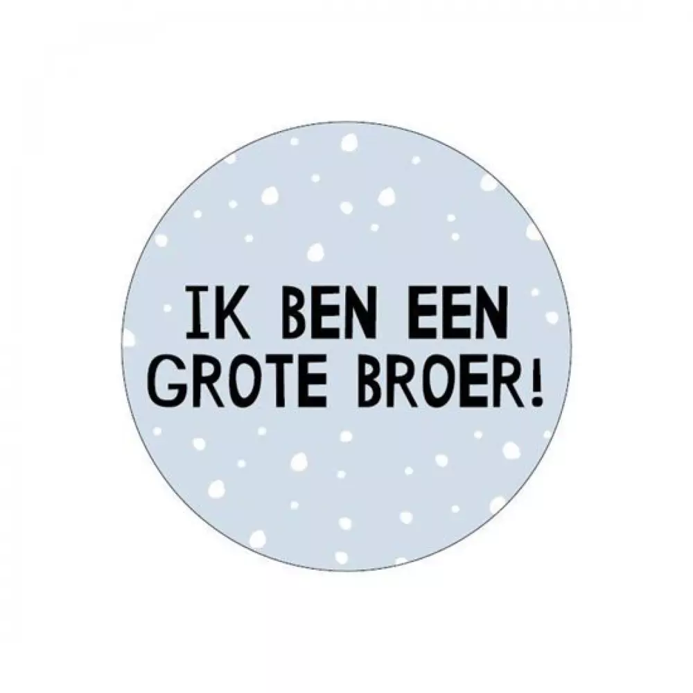 Vier Je Rol als Grote Broer: Creatieve Lichtblauwe Stickers met Zwarte Tekst, Ø 40mm, Set van 5