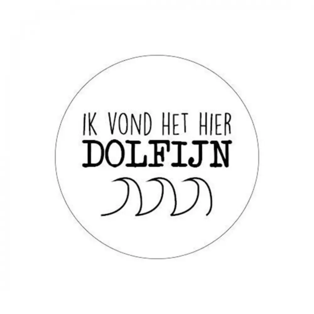 Dolfijn Afscheid Stickers - 'Ik Vond Het Hier Dolfijn', 40mm, Set van 5