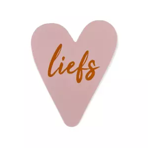 Sticker met tekst Liefs roze hart 5-stuks Ø 40mm 