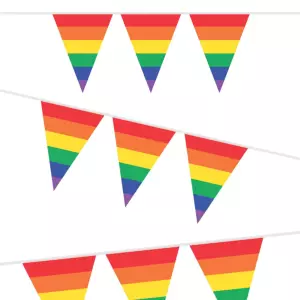 Vlaggenlijn regenboog kleuren plastic 10 meter