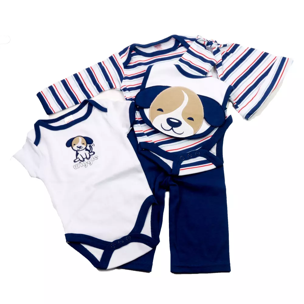 Lieflijk en Comfortabel: Soft Touch 5-Delig Babypakje met Hondenmotief (Maat 3-6 maanden)