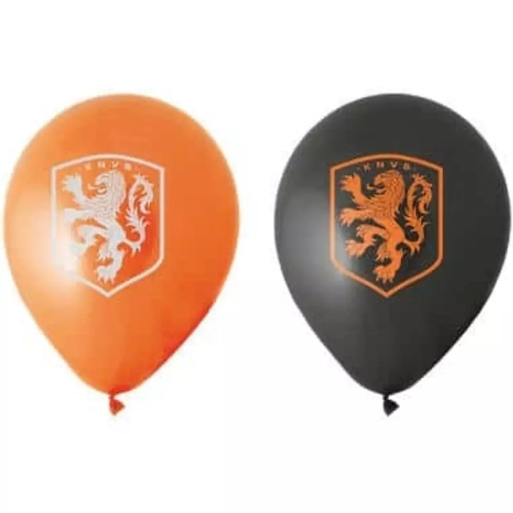 KNVB Ballonnen - Oranje en Zwart (Set van 8)