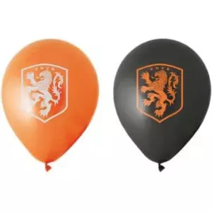 KNVB Ballon oranje zwart 8 stuks