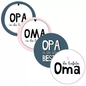 Sticker met tekst de liefst Oma en de liefste Opa 5 stuks