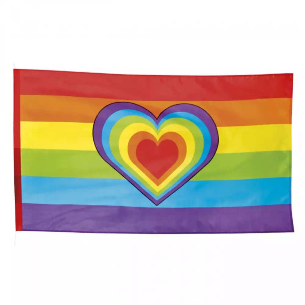 Vlag regenboog met hart 150x90