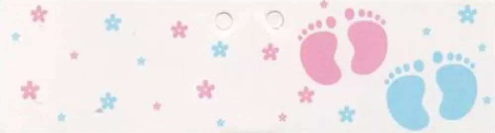 Schattig gender reveal kaartje - Wit met roze en blauw voetje - Perfect voor geslachtsbepalingsfeesten 10-stuks