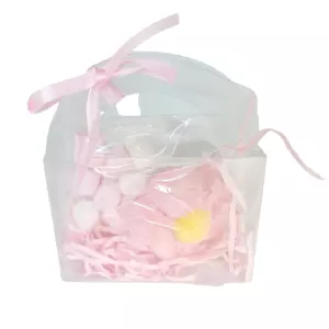 Geboorte traktatie kant en klaar transparant tasje gevuld met marshmallow Roze-Wit