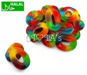 Regenboogringen: Een Kleurrijk Snoepavontuur in Elke Ring 100 gram HALAL