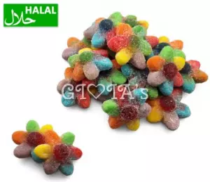 Vrolijke Vega Halal Suikerbloemen in Regenboogkleuren 100 gram