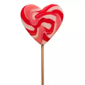 Hart lolly in de kleur rood, roze en wit 8 cm een zoet gebaar van Liefde: De perfecte lolly voor speciale momenten