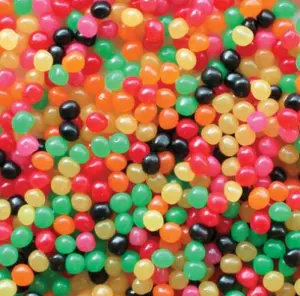 Kleurrijke jelly bolletjes in regenboogkleuren 100 gram