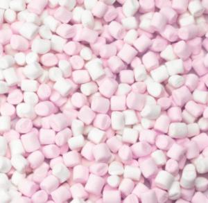 Mini marshmallow roze/wit prijs per 100gram