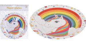 Feestartikelen - Unicorn regenboog bordjes 8-stuks
