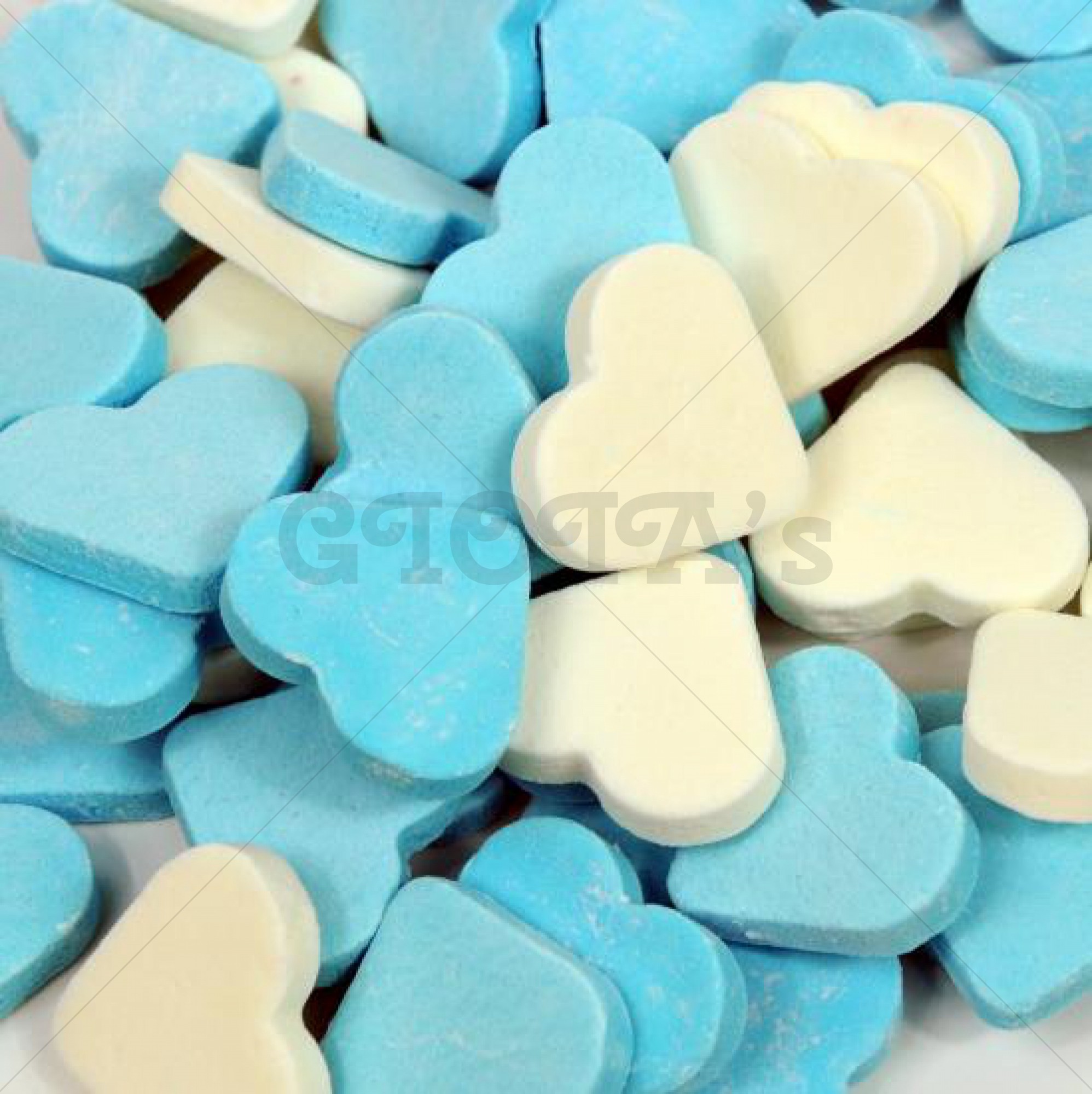 Themasnoep - Vruchtenhart groot blauw/wit 100 gram